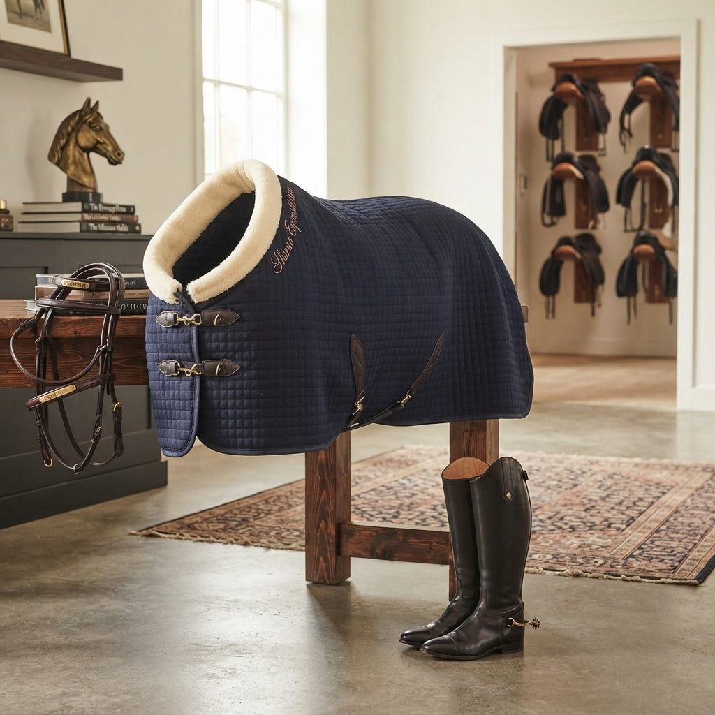 Lifestyle photo of Shires Deluxe Tech Cooler Horse Blanket - Moisture Wicking Equestrian Cooling Sheet - Multiple Sizes