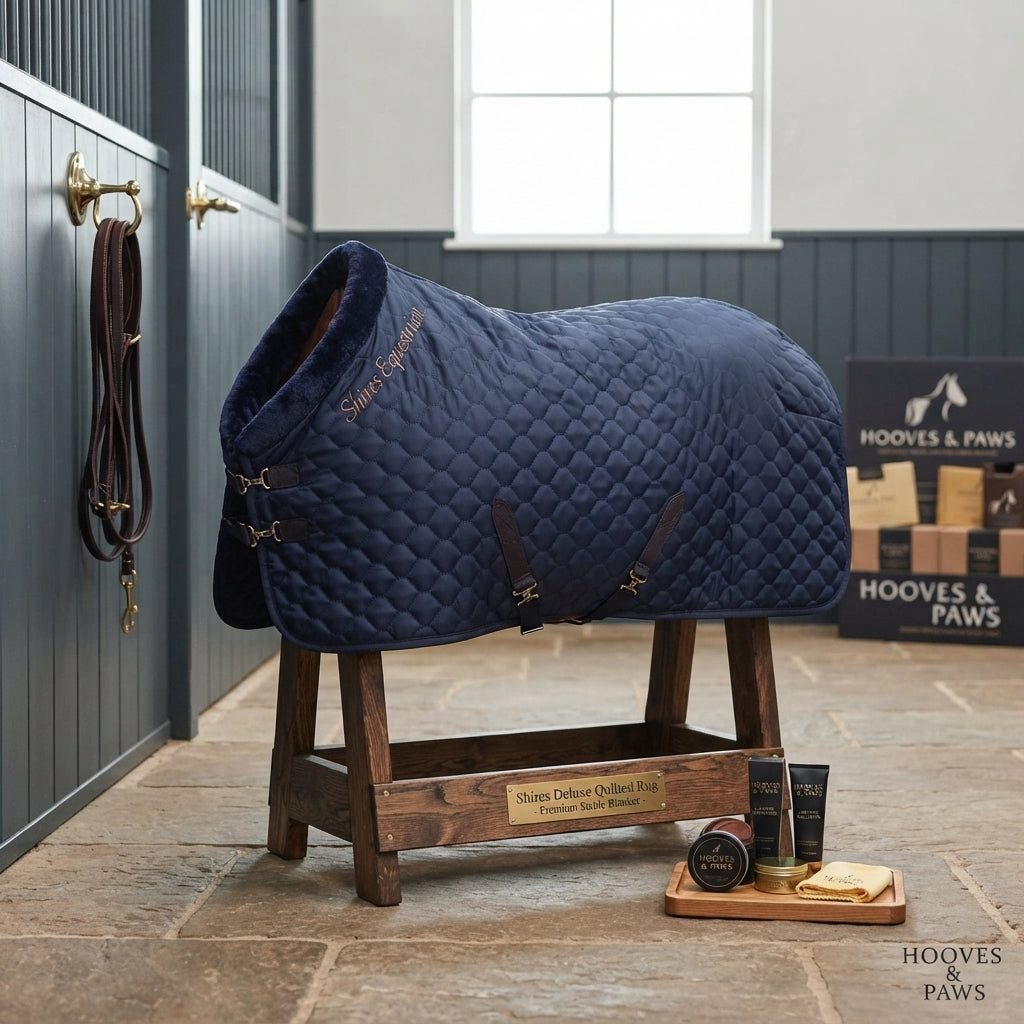Lifestyle photo of Shires Deluxe Quilted Rug - Premium Horse Stable Blanket for Superior Warmth and Comfort