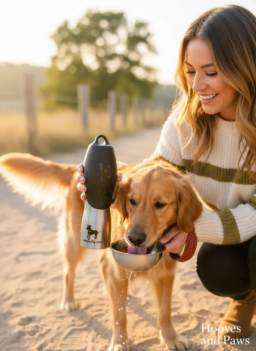 Lovewally Dog Water Bottle - Stainless Steel 2-in-1 Travel Bowl & Leak-Proof Portable Flask