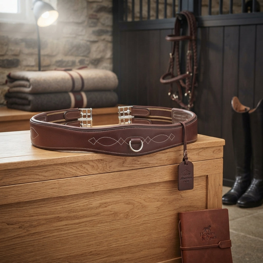 Lifestyle photo of Shires Atherstone Leather Girth - Australian Style Premium Quality Leather Horse Girth