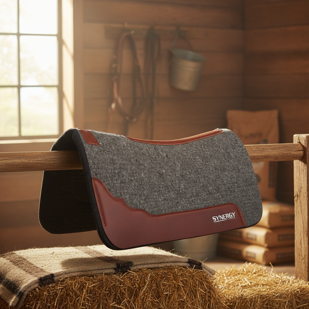 Weaver Synergy Steam-Pressed Merino Wool Western Saddle Pad - 32" x 32" - F1-Rated Contoured Spine