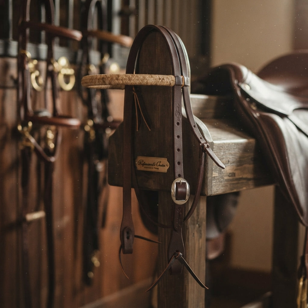 Lifestyle photo of Professional's Choice Rawhide Browband Headstall - 3/4" Width, Single Buckle