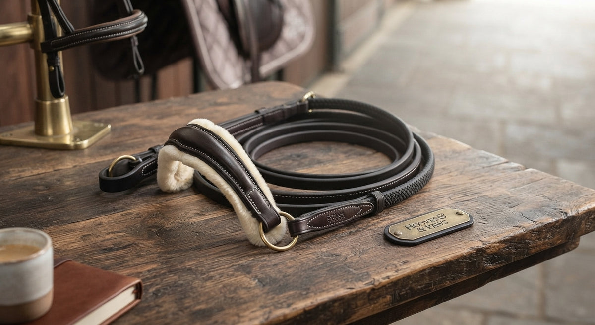 Lifestyle photo of Shires Fancy Raised Padded Figure 8 Bridle with Fancy Raised Rubber Reins