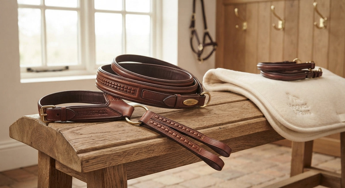 Lifestyle photo of Shires Fancy Square Raised Leather Running Martingale - Oak Premium Quality Equestrian Horse Tack