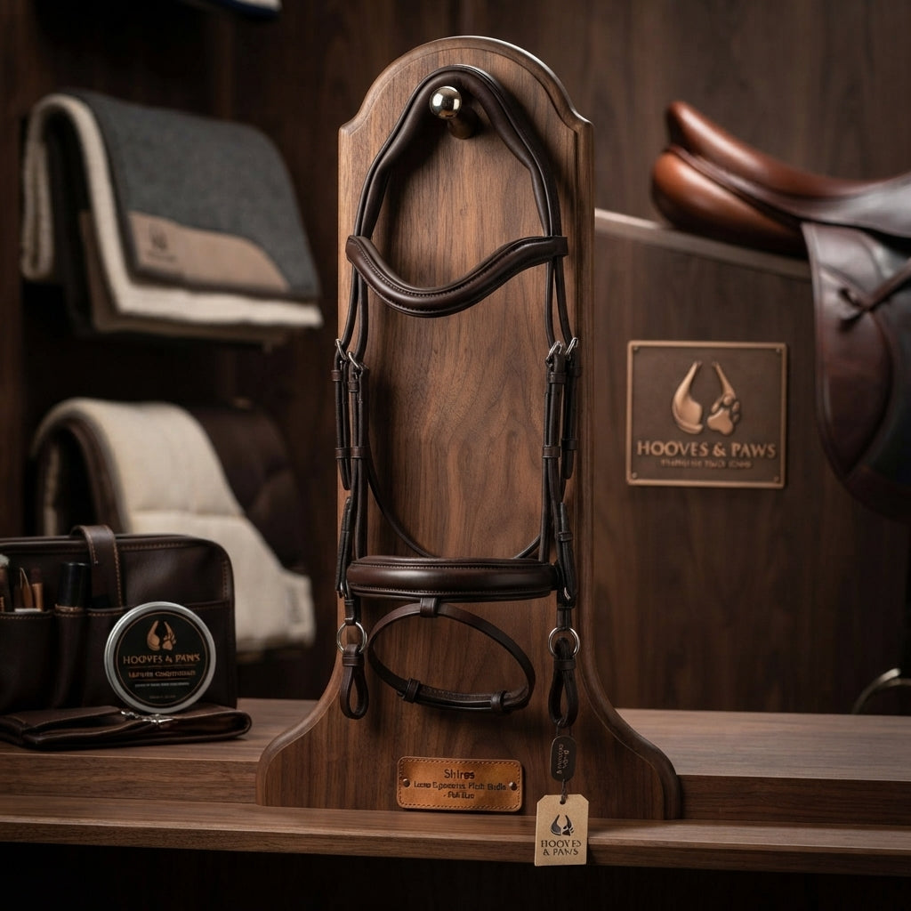 Lifestyle photo of Shires Lusso Ergonomic Flash Bridle - Premium Leather Padded Horse Bridle - Multiple Sizes