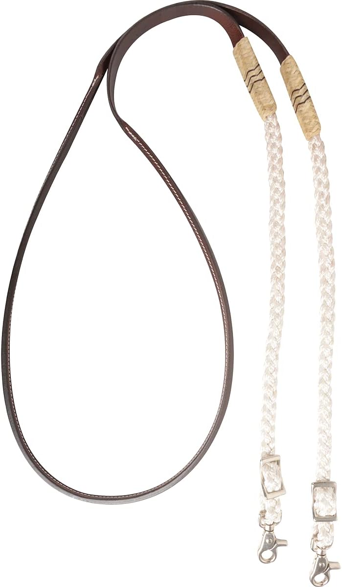 Cashel Rawhide Adjustable Rein White - Hooves and Paws