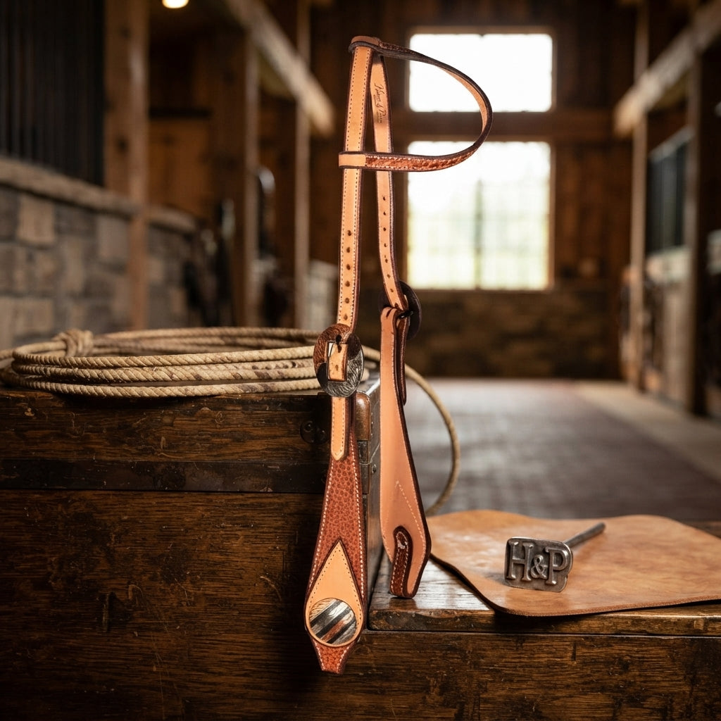 Lifestyle photo of Professional's Choice Bison Leather One-Ear Headstall