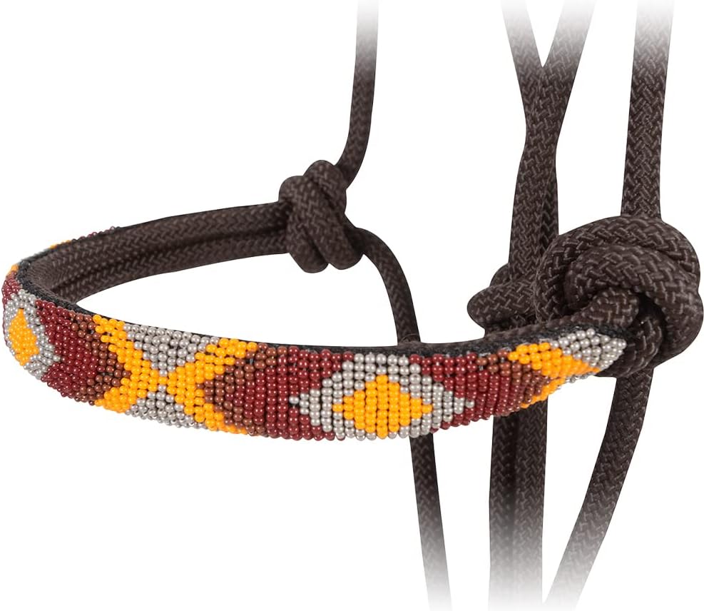Cashel Beaded Nose Rope Halter with Lead - Chocolate