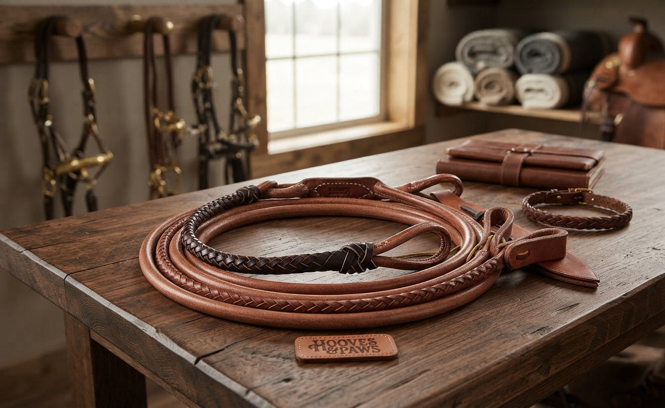 Lifestyle photo of Professional's Choice Romal Reins with 60-Inch Fronts - Extra-Long Premium Leather Western Horse Tack