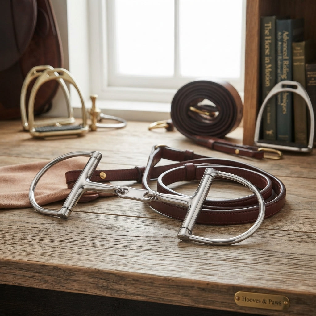 Lifestyle photo of Shires Dr. Bristol Hunter Dee Bit - Stainless Steel English Horse Bit - Multiple Sizes