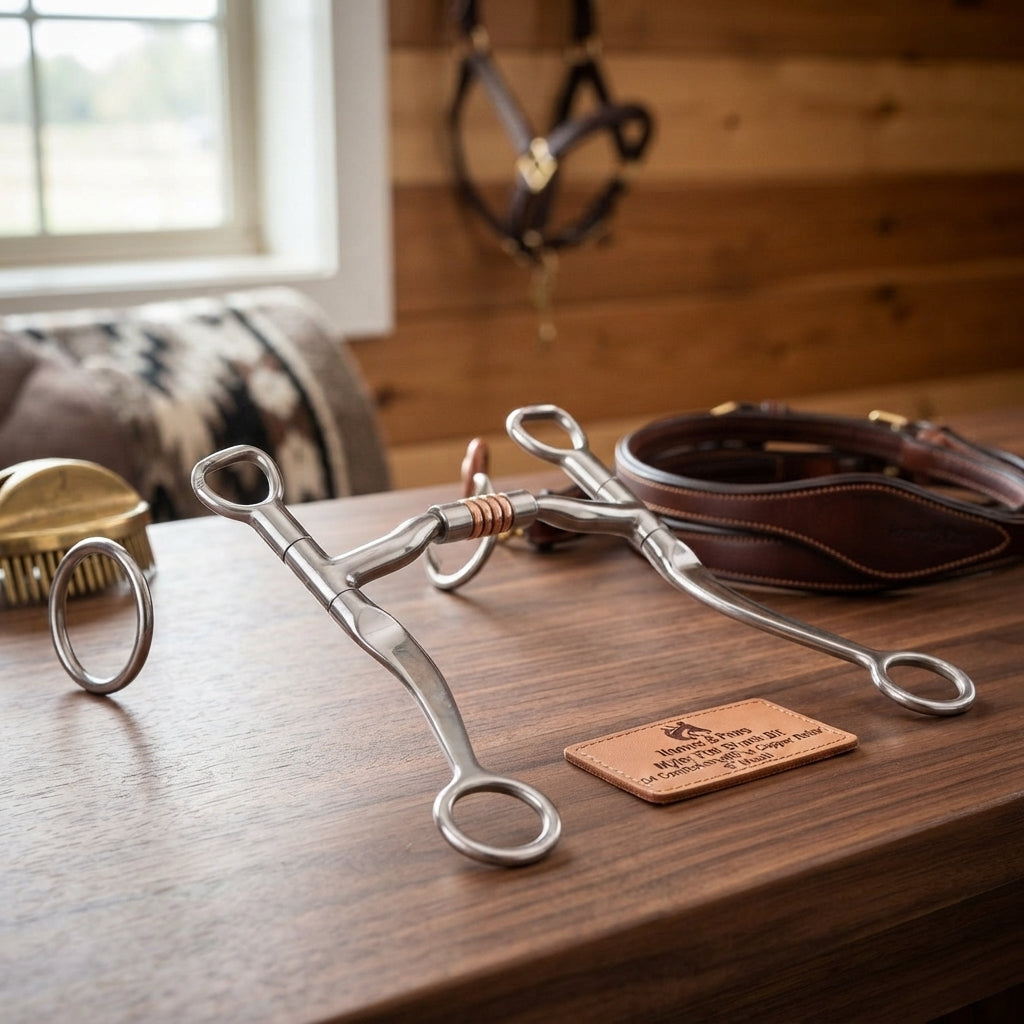 Lifestyle photo of Myler Flat Shank Bit with 04 Comfort Snaffle and Copper Roller - 5" Mouth
