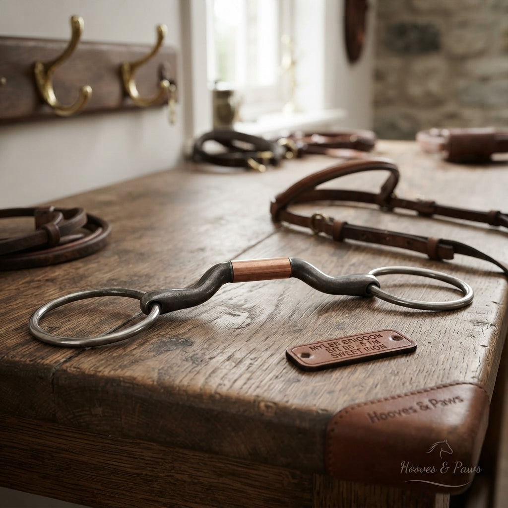 Lifestyle photo of Myler Bridoon Bit 06 - 5 1/4" Sweet Iron Mouthpiece with Copper Inlay Horse Bit