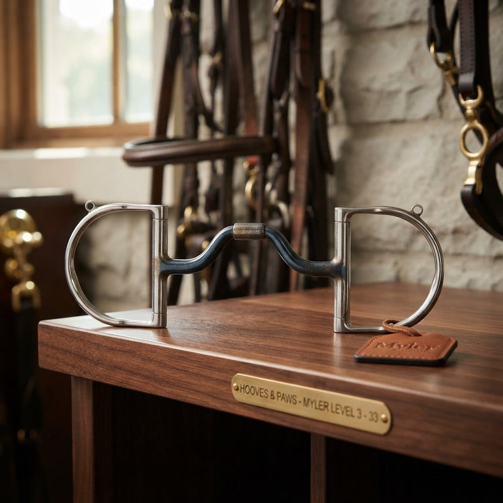 Lifestyle photo of Myler Level 3 Medium English Dee Bit with Hooks - Sweet Iron Mouthpiece 33