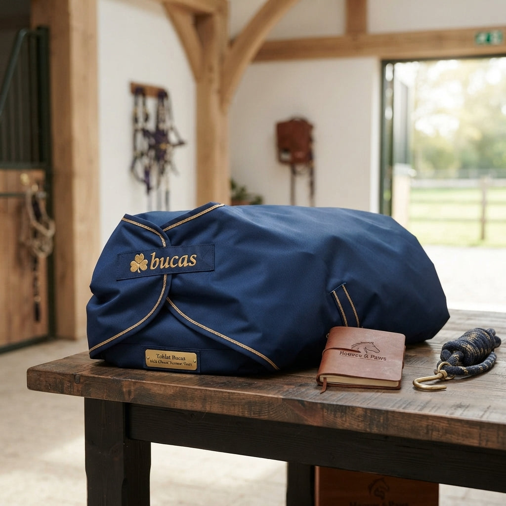 Lifestyle photo of Toklat Bucas Irish Classic Turnout Sheet - Waterproof Horse Blanket - Multiple Sizes