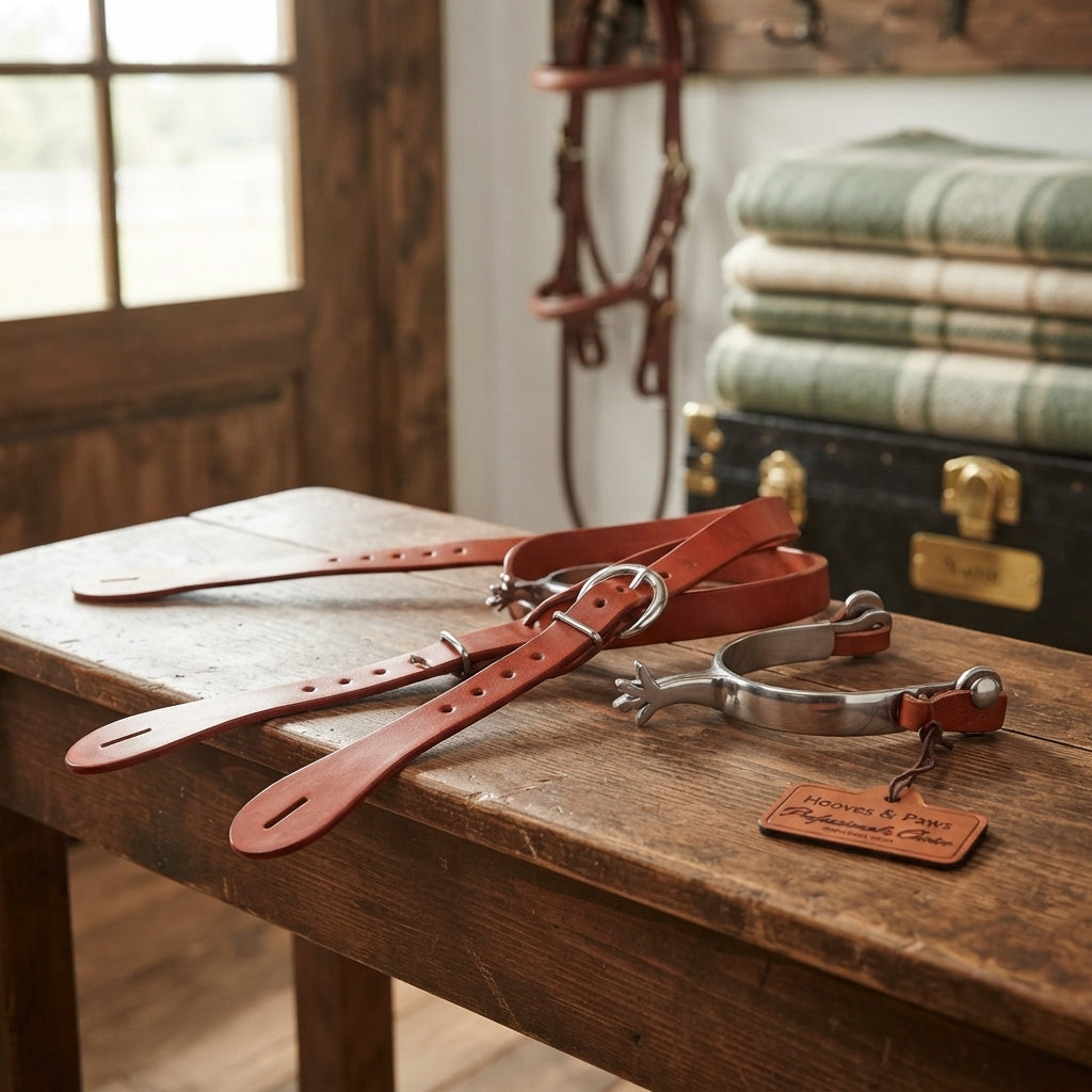 Lifestyle photo of Professional's Choice Sagebrush Harness Leather Spur Straps - 5/8" Heel Buckle, Adjustable