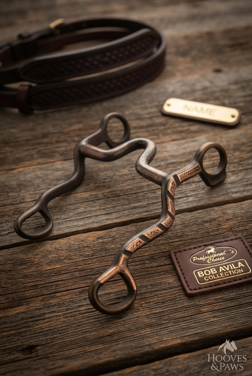 Lifestyle photo of Professional's Choice Bob Avila Collection Medium Port Bit - 5" Mouth, Sweet Iron with Copper Inlays, 2" Port, 7 3/4" Cheek