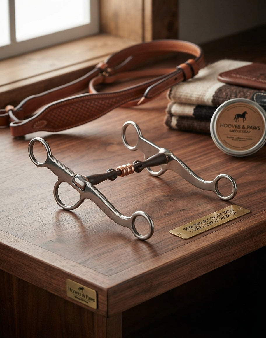 Lifestyle photo of Bob Avila Collection Equine Training Bit - 3-Piece Sweet Iron Mouth with Copper Roller & 6.5" Shank