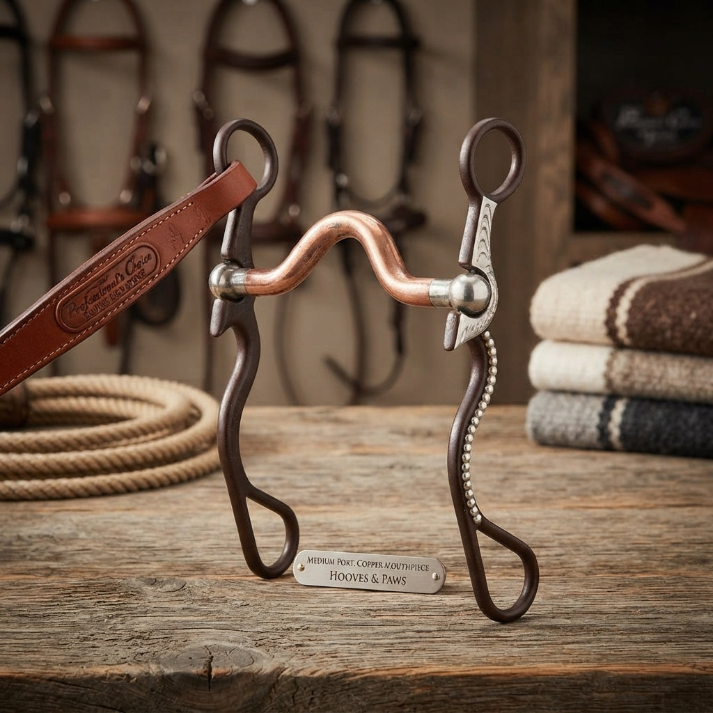 Lifestyle photo of Professional's Choice Equine Signature Shank Western Horse Bit - Medium Port, Copper Mouthpiece