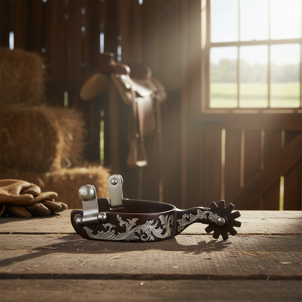 Professional's Choice Bob Avila Lady Floral Spur - 1" Band, 2 1/4" Shank, 10-Point Blunt Rowel