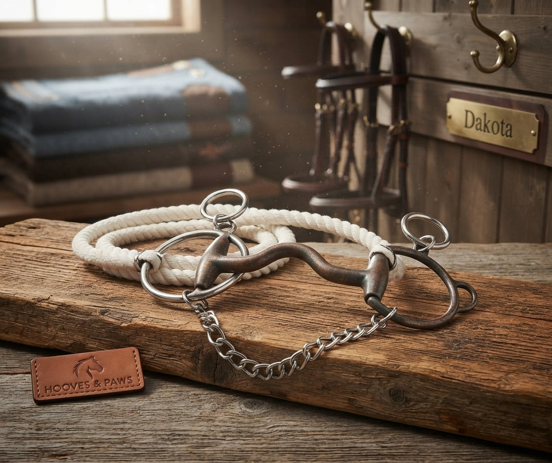 Lifestyle photo of Professional's Choice Brittany Pozzi Smooth O-Ring Snaffle Bit - Sweet Iron Mouthpiece