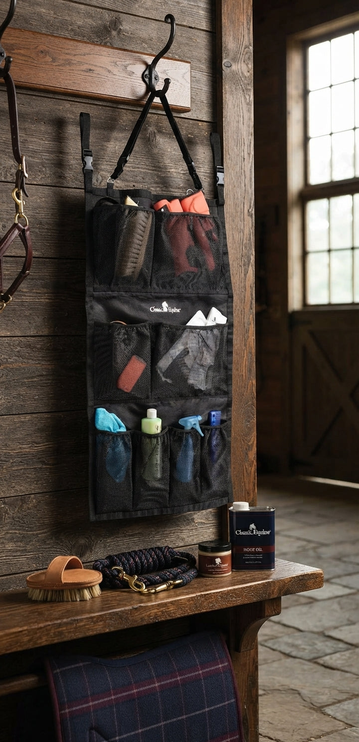 Lifestyle photo of Classic Equine Hanging Groom Case - 42" Self-Cleaning Organizer