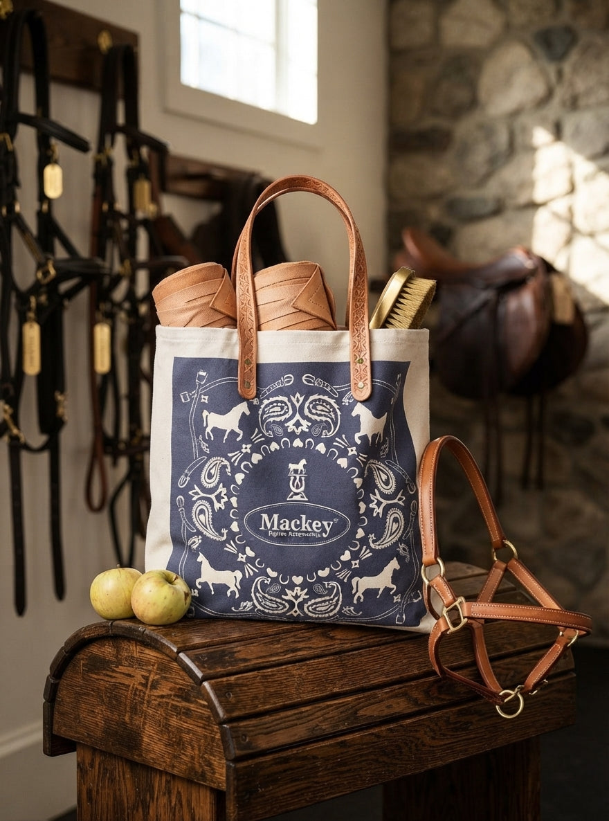 Lifestyle photo of Mackey, Inc. Classics Heavy Canvas Tote Bag with Leather Handles - 17" H x 16" W
