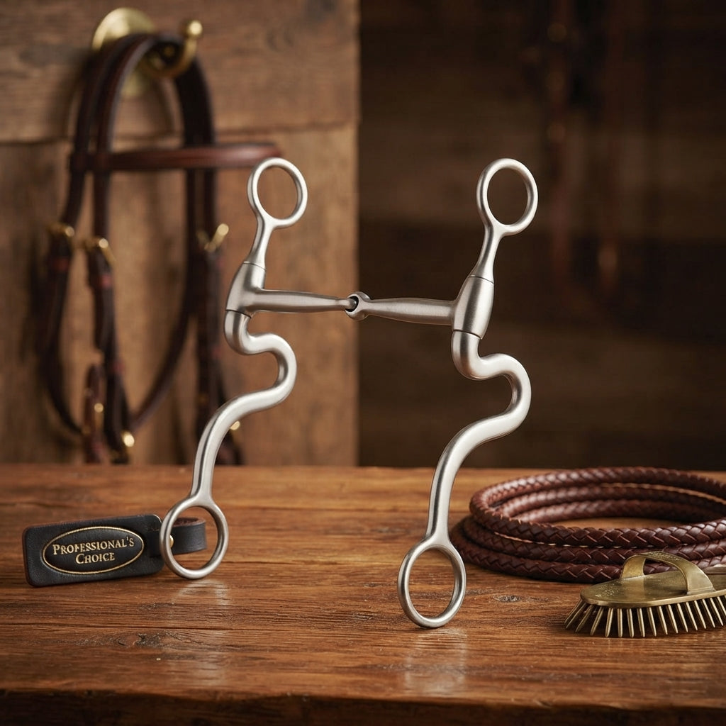 Lifestyle photo of Professional's Choice Equisential Swept Back Seven Shank Horse Bit - 8" Cheek, Medium Port - Multiple Sizes