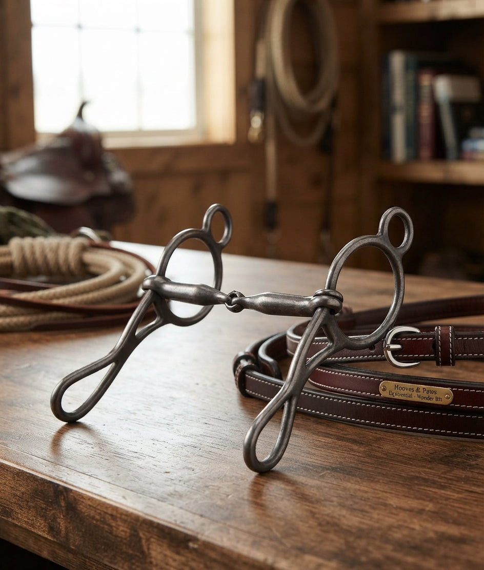 Lifestyle photo of Professional's Choice Equisential Equine Wonder Smooth Snaffle Bit - Sweet Iron Horse Bit