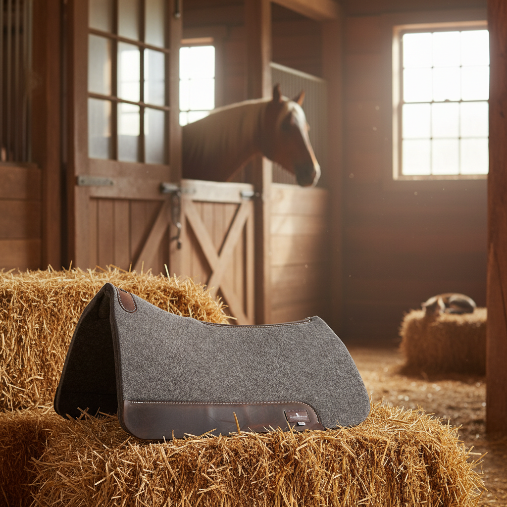 Professional 100% Wool Felt Western Saddle Pad - 7/8-inch Shock-Absorbing Pressed Wool Felt, Contoured