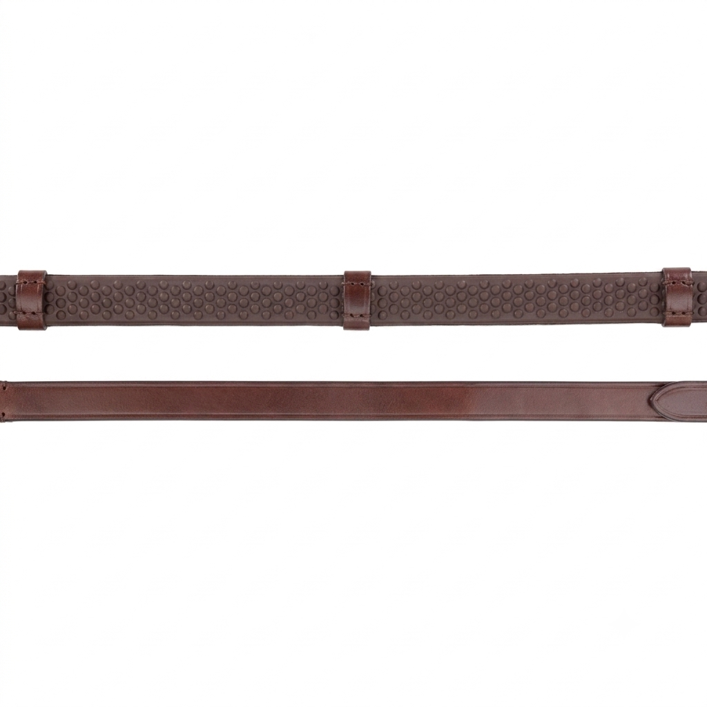 Shires Avignon Rubber Reins with Leather Stoppers - Premium High-Grip English Riding Reins