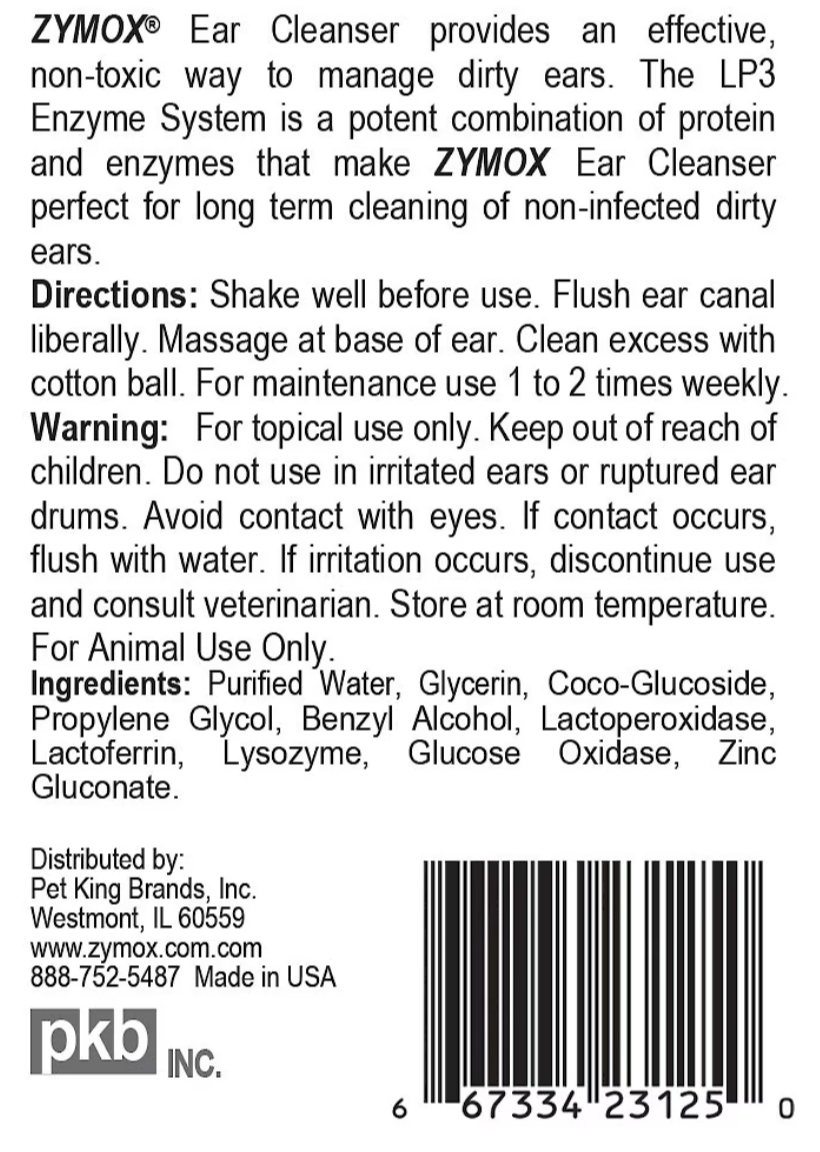 Zymox Ear Cleanser Pet Dog Cleansing Treatment Non Toxic Bio-Active Enzymes 4 oz