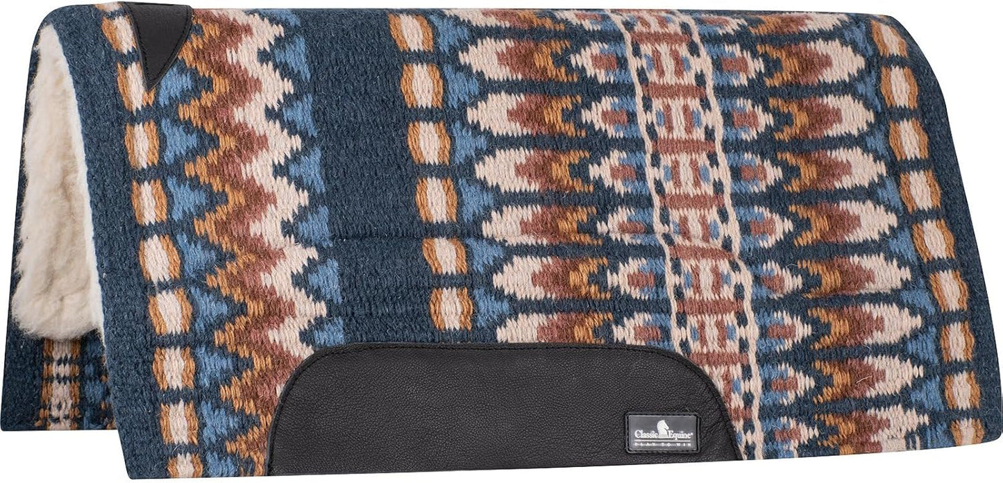Classic Equine Sensorflex Wool Saddle Pad - 1" Heavy Wool Felt Center, Wool Fleece Bottom, 100% Wool Top