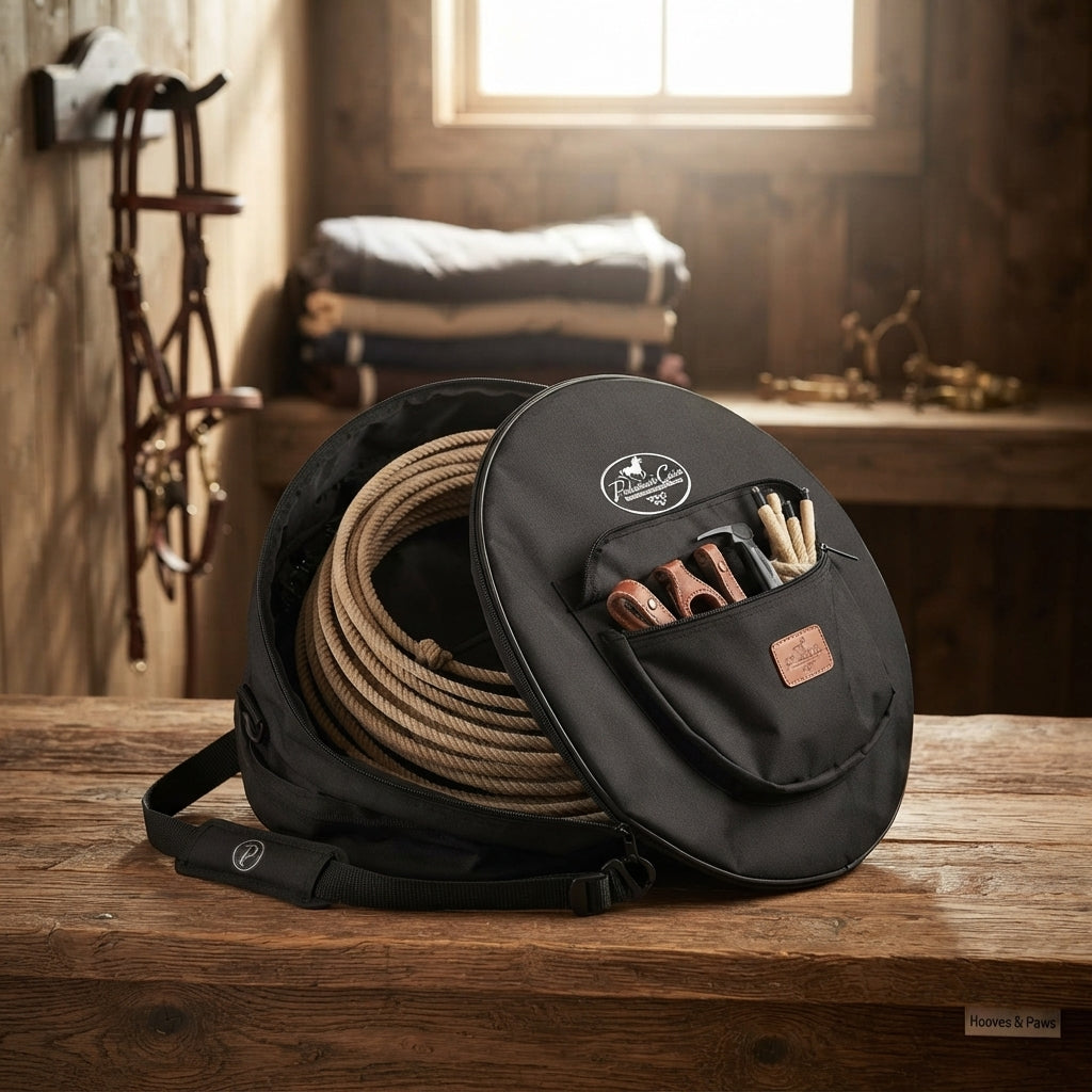 Lifestyle photo of Professional's Choice Rope Bag - Black Heavy Duty Multi-Compartment Nylon Western Gear Bag