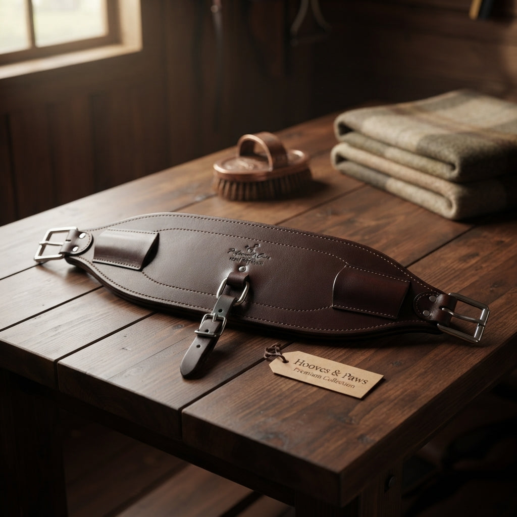 Lifestyle photo of Professional's Choice Heavy Duty Leather Ranch Flank Cinch - 6-Inch Width, Stainless Steel Hardware