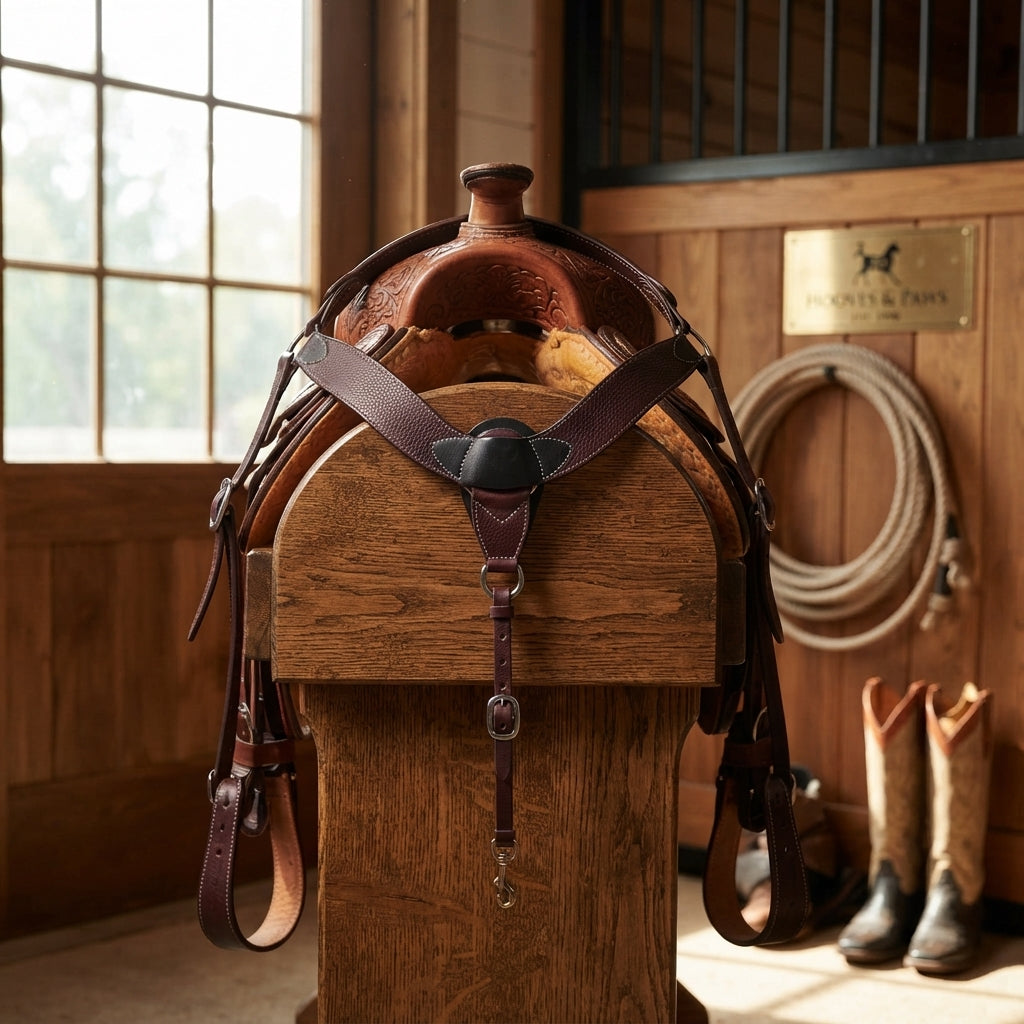 Lifestyle photo of Professional's Choice Bison Contoured 2" Western Breast Collar - Shrunken Bison Leather - 2 Inch Width
