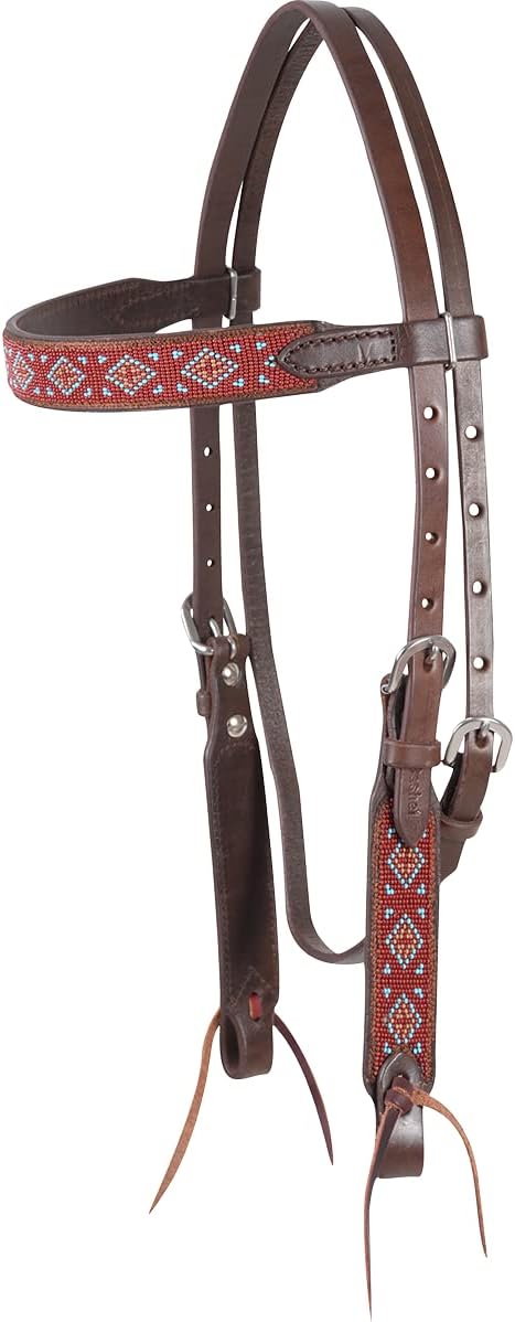 Cashel Beaded Browban Headstall Turquoise SA - HB19BD - TQRS - Hooves and Paws