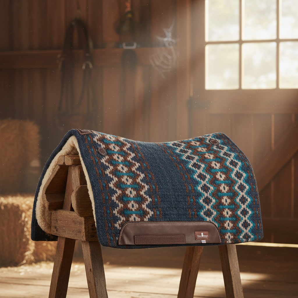 Classic Equine SensorFlex Blanket Top Contour Western Saddle Pad - 1-Inch Merino Wool Fleece Lining