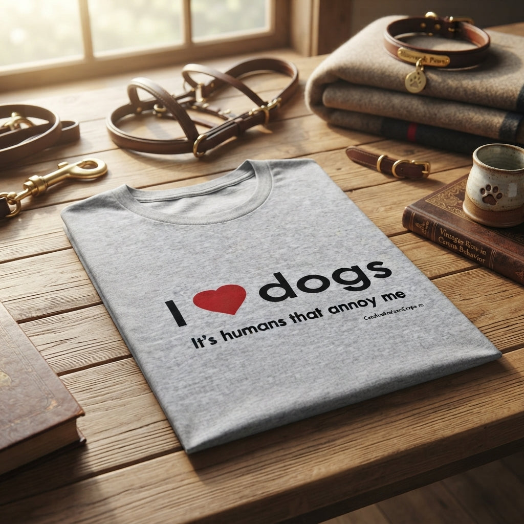 Lifestyle photo of Spoiled Rotten Dogz I Love Dogs It's Humans That Annoy Me Adult Cotton T-Shirt - 100% Cotton Unisex - Multiple Sizes