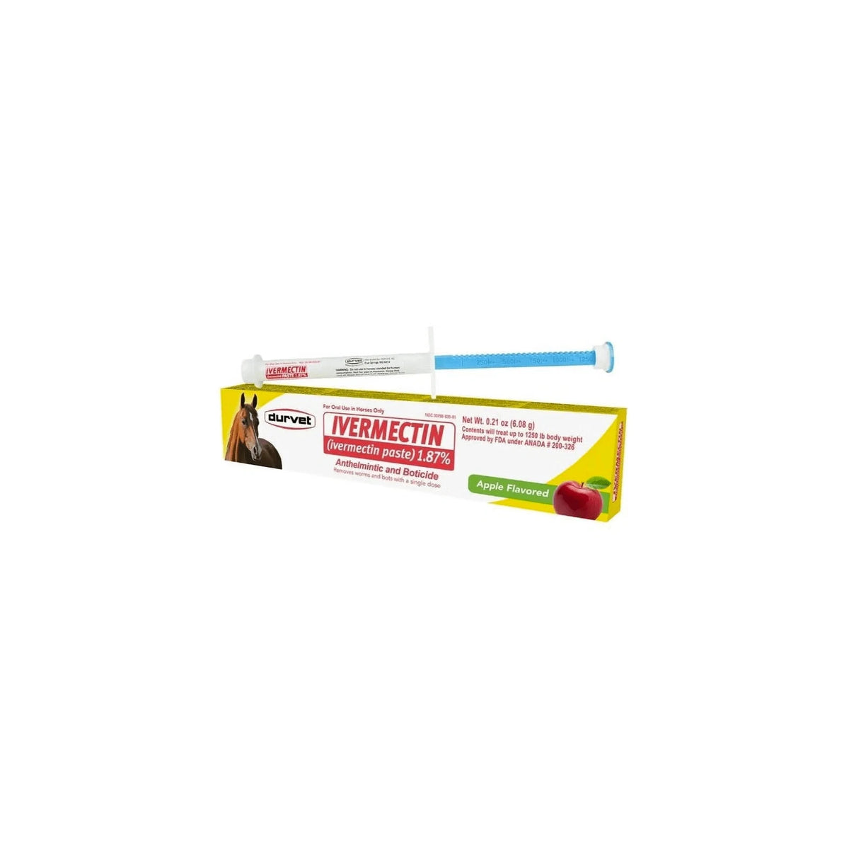 Durvet Ivermectin 1.87% Paste Apple Flavored Horse Wormer — 6 Tubes