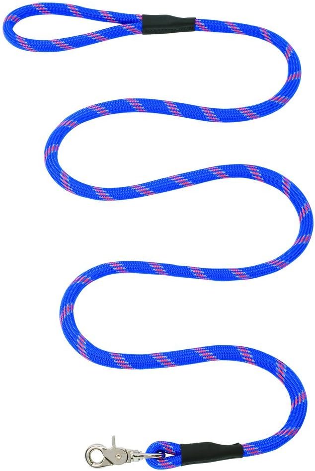 Weaver Leather Terrain D.O.G. Round Braided Nylon Rope Leash with Leather Accents, Purple - Multiple Sizes