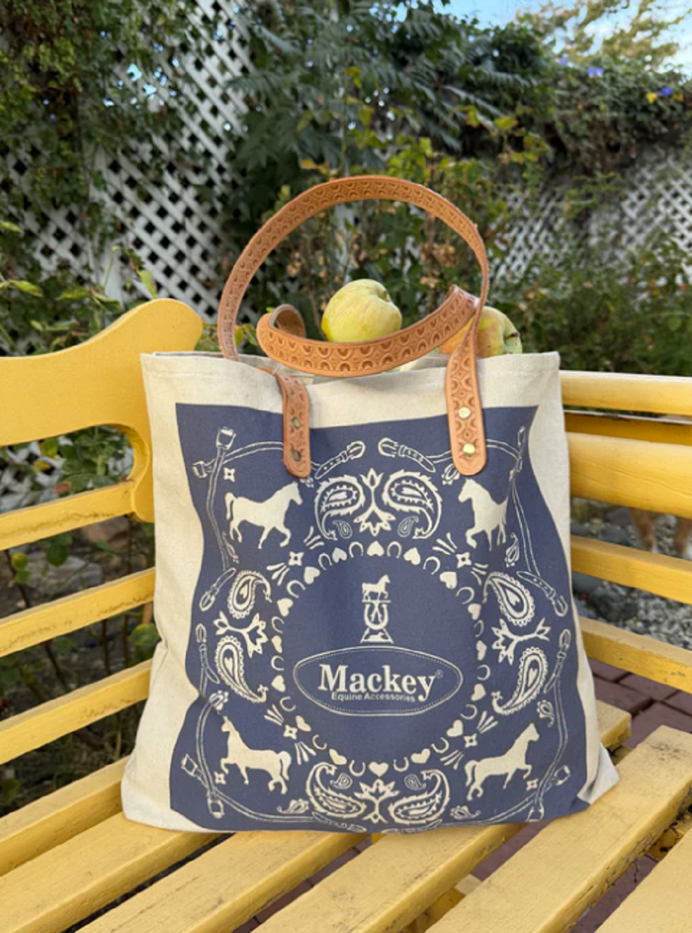 Mackey, Inc. Classics Heavy Canvas Tote Bag with Leather Handles - 17" H x 16" W