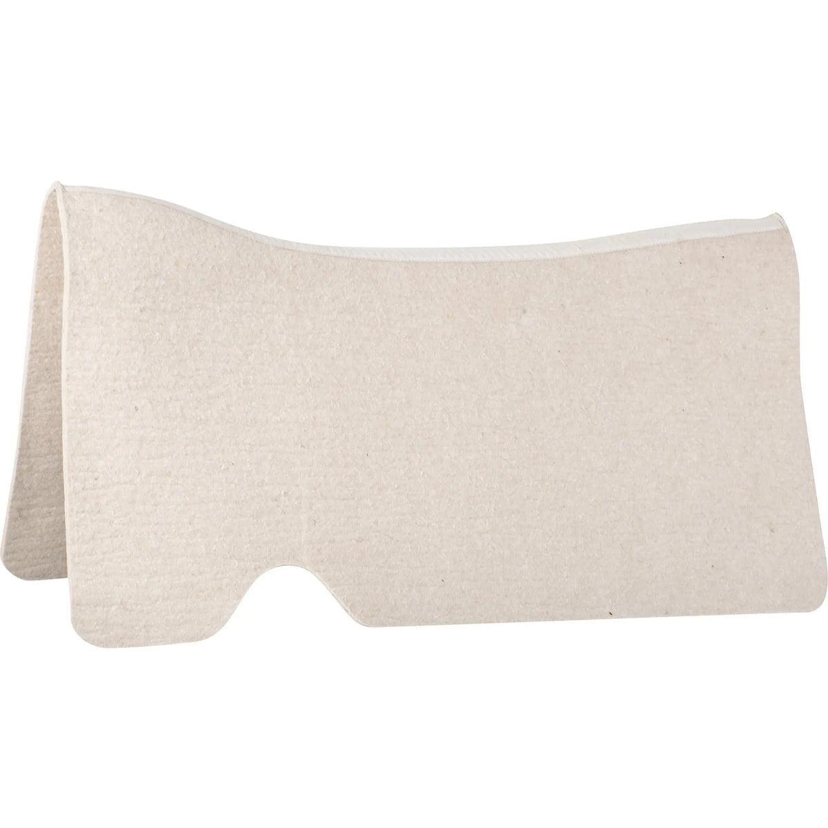 Cashel 1/4-Inch Natural White Felt Western Saddle Liner featuring a contoured spine and front cutout for optimal fit and pressure relief. This high-quality wool felt liner provides moisture-wicking comfort and extra protection under a western saddle, ensuring your horse stays cool and comfortable. A must-have accessory for western riders seeking durable, breathable, and protective horse tack.