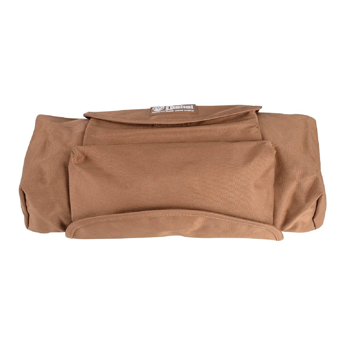 Cashel Deluxe Cantle Bag in rugged brown canvas, a premium insulated saddle bag for horse trail riding. This equestrian gear features a spacious main compartment with a secure flap closure and the Cashel logo. Designed to fit perfectly behind the saddle cantle, it's ideal for keeping snacks and drinks cool while storing essential trail gear. Durable, functional, and stylish for any western rider or trail enthusiast.