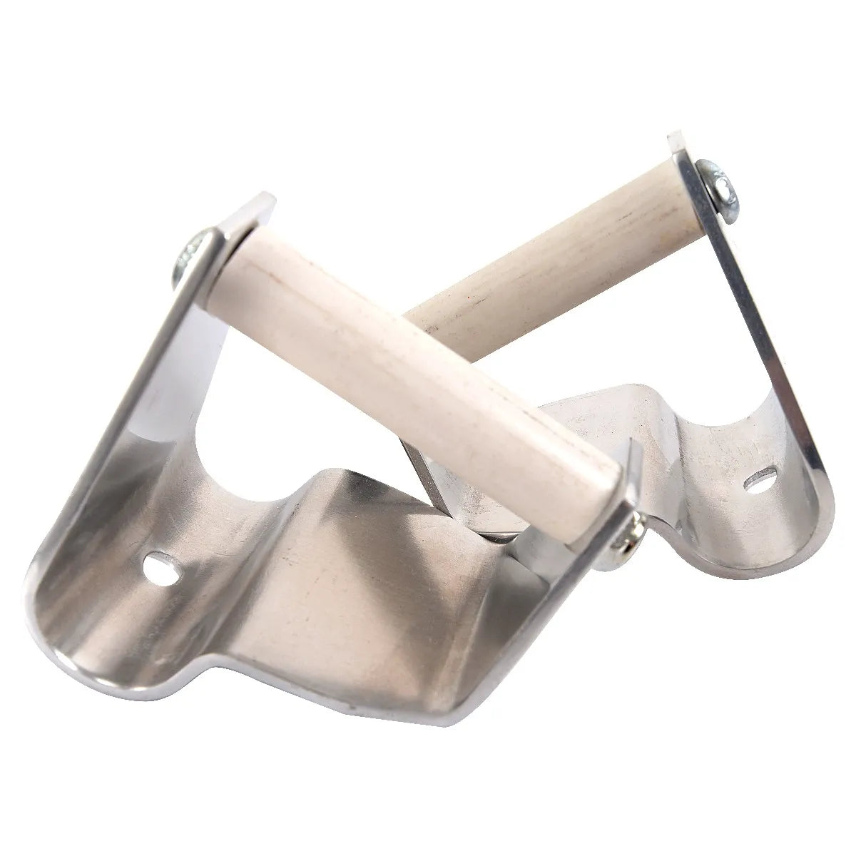 Cashel Ez Knee stirrup turners for western saddles, featuring a pair of polished stainless steel brackets and durable white nylon rollers. Designed to relieve knee and ankle strain by rotating the stirrup, these equestrian accessories improve rider comfort on long trail rides. The high-quality hardware includes pre-drilled mounting holes for easy installation, making them a must-have for horse riders seeking joint relief and better stirrup positioning.