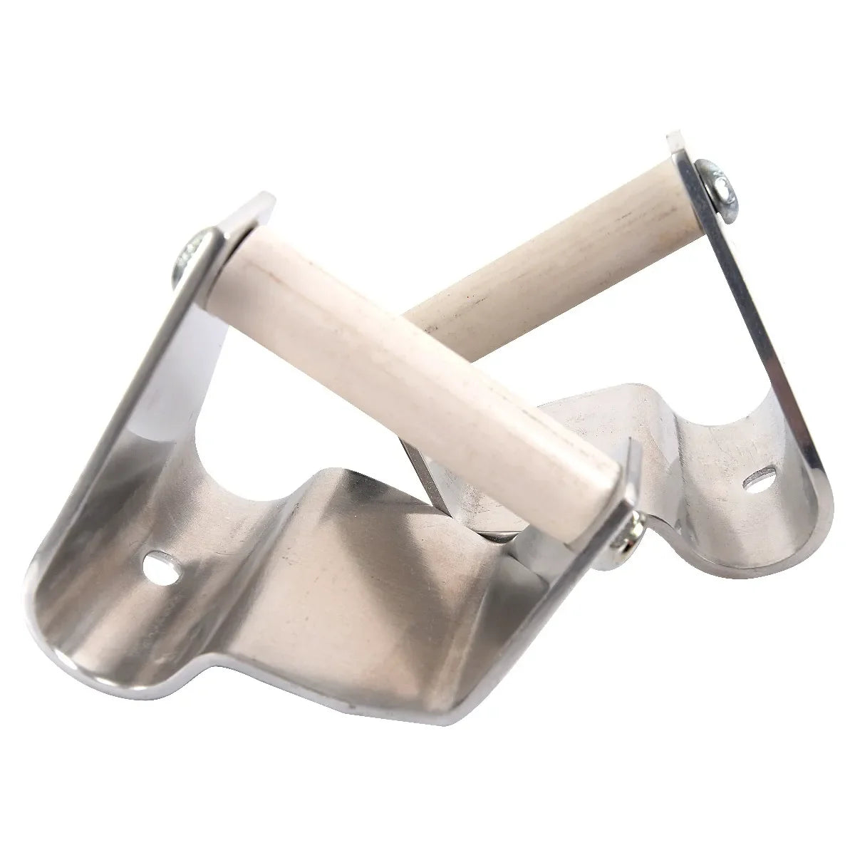 Cashel Ez Knee stirrup turners for western saddles, featuring a pair of polished stainless steel brackets and durable white nylon rollers. Designed to relieve knee and ankle strain by rotating the stirrup, these equestrian accessories improve rider comfort on long trail rides. The high-quality hardware includes pre-drilled mounting holes for easy installation, making them a must-have for horse riders seeking joint relief and better stirrup positioning.