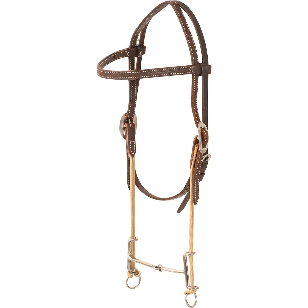 Classic Equine Loomis Browband Headstall and Draw Gag Bit - Smooth Bar Mouthpiece