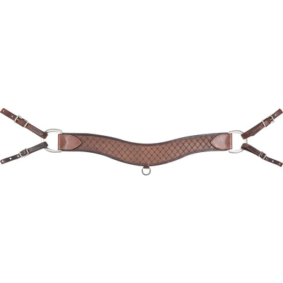 Martin Saddlery 4-inch Steer Roper Breastcollar in rich chestnut brown leather featuring elegant diamond quilted tooling. This premium western horse tack is crafted for durability and comfort with a contoured fit, stainless steel hardware, and adjustable tug straps. A stylish and functional choice for steer roping, performance events, or trail riding, this breastcollar adds a professional touch to any western horse saddle setup.