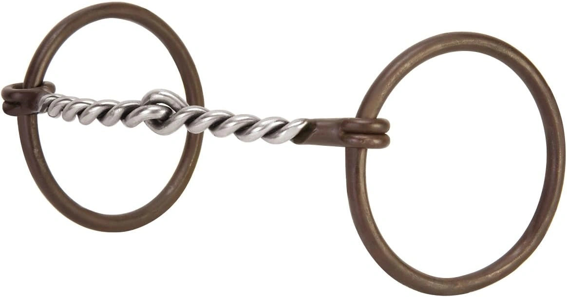 Weaver Leather Professional Ring Snaffle Bit, 5" Mouth Twisted Curved Mouth, Antiqued