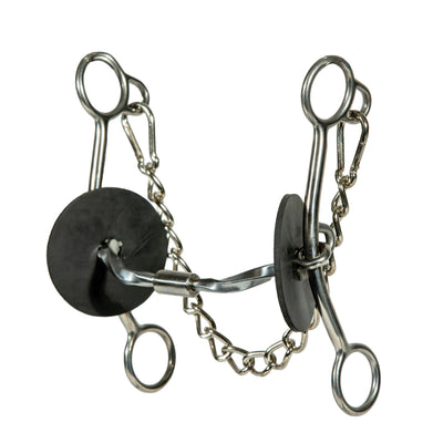 Metal horse bridle with chain on a white background