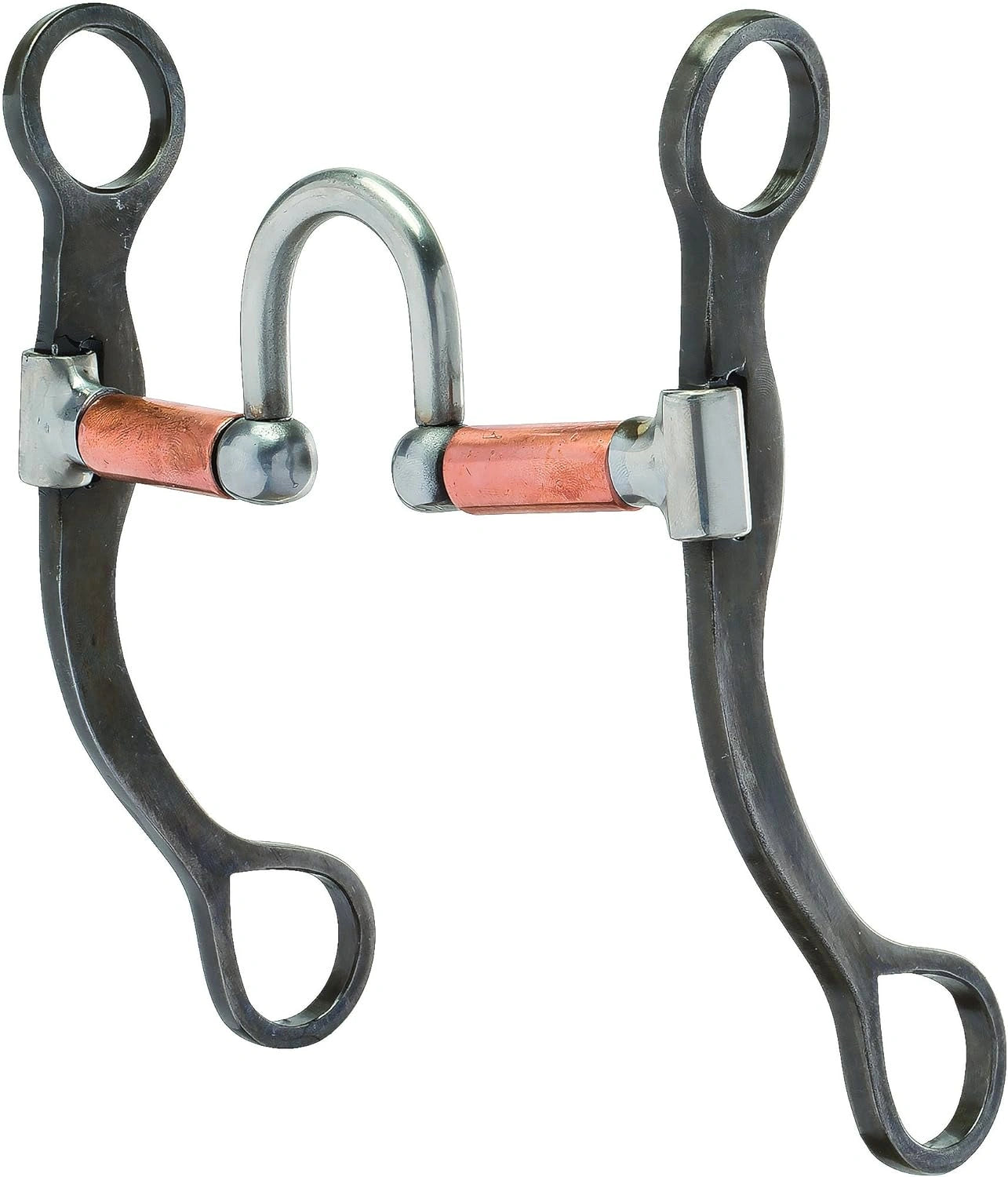 Weaver Leather Professional Shank Bit - 5" Low Port Correction Mouth, 7" Cheeks, Copper Roller Bars, Blackened Steel